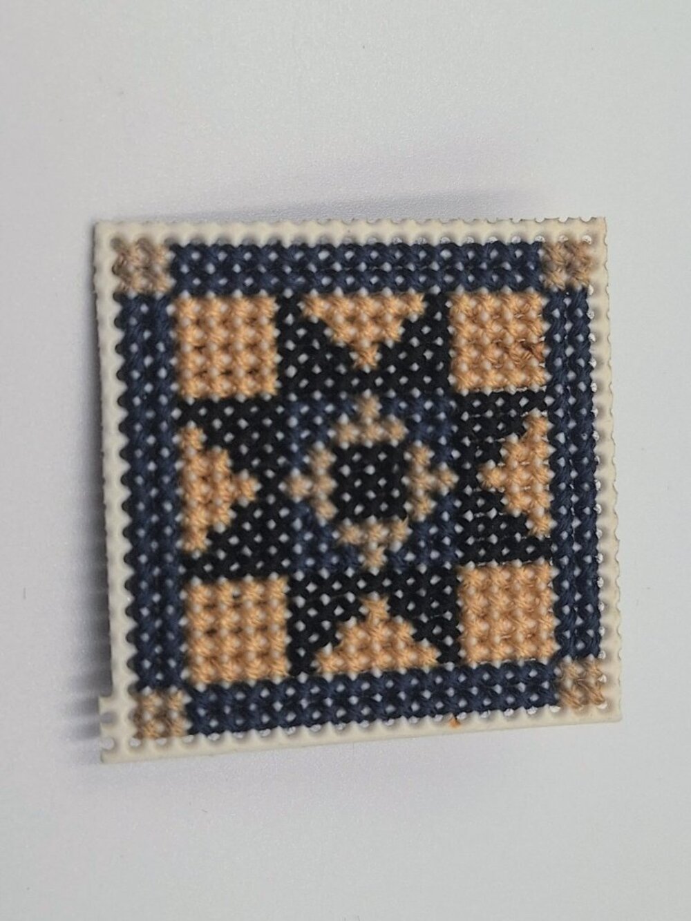 Miniature Quilt Artisan Brooch Pin Gift for Quilters Star Pattern